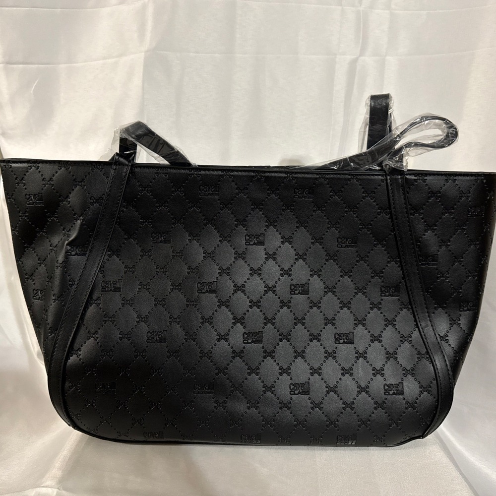 Cavalli Class XL Sandra Black Deboss Shopper Tote NWT $118 MSRP - Picture 4 of 12